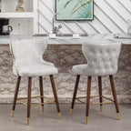 Tabouret de comptoir Roundhill Furniture Nevis de style moderne du milieu du siècle en similicuir touffeté avec garniture cloutée, blanc, ensemble de 2