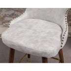 Tabouret de comptoir Roundhill Furniture Nevis de style moderne du milieu du siècle en similicuir touffeté avec garniture cloutée, blanc, ensemble de 2