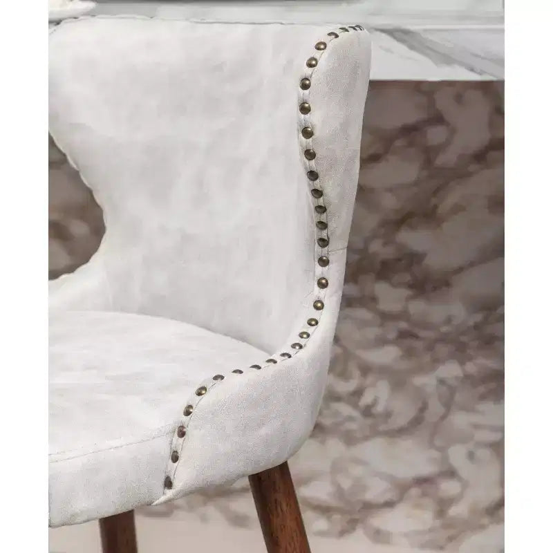 Tabouret de comptoir Roundhill Furniture Nevis de style moderne du milieu du siècle en similicuir touffeté avec garniture cloutée, blanc, ensemble de 2