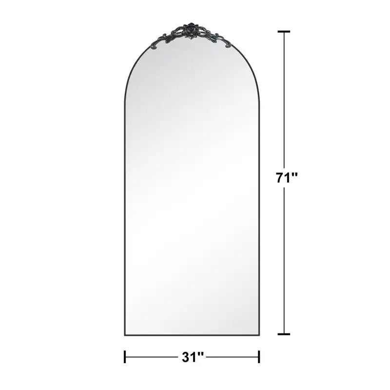 Miroir en bois pleine longueur avec cadre en arche à angle droit