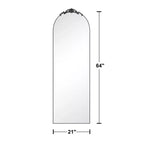 Miroir sur pied traditionnel à cadre en bois, style arche à angles droits