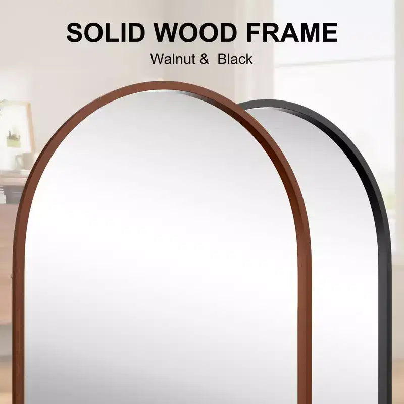 Miroir rectangulaire pleine longueur en bois massif à bords droits - Cadre noir 180x90x2cm (Support non inclus)