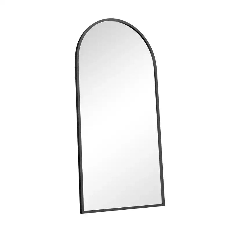 Miroir rectangulaire pleine longueur en bois massif à bords droits - Cadre noir 180x90x2cm (Support non inclus)