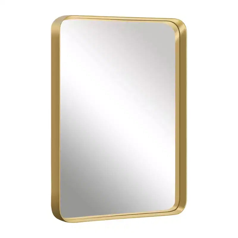 Miroir Suspendu Rectangulaire Arrondi en Alliage d'Aluminium Poli avec Imitation Galvanoplastie, 102 x 76 x 5 cm