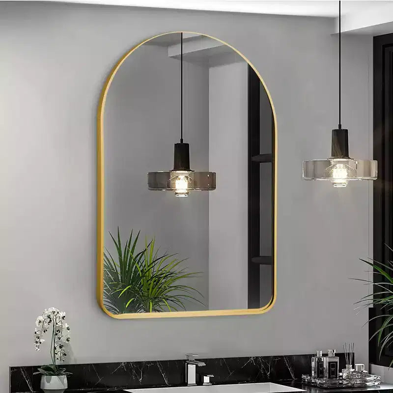 Miroir arche en aluminium finition dorée 91x61cm