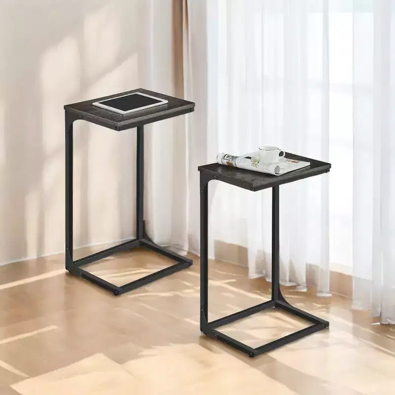 LEDREM TV Trays Set Of 2 C Table Couch Side Table Set Of 2 C Shaped End Table Couch Tables That Slide Under