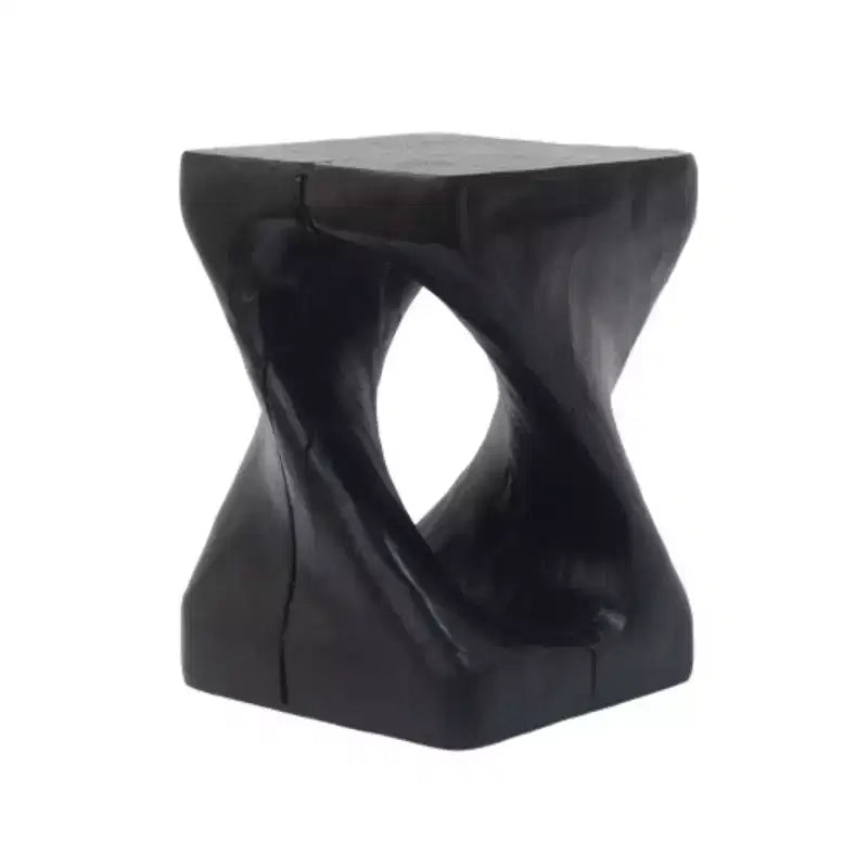 Table d'appoint Twist Shape, texture façon bois, coloris noir