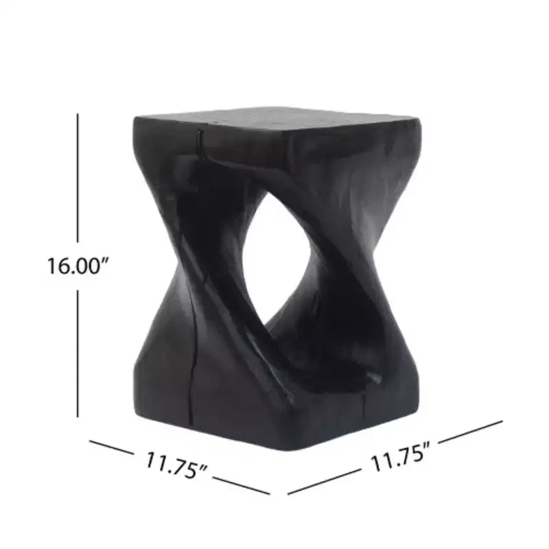 Table d'appoint Twist Shape, texture façon bois, coloris noir