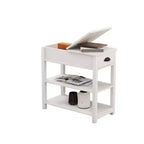 Table d'appoint étroite avec tiroirs et étagère inférieure, conception réversible - Blanc
