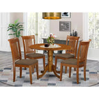 HomeStock Dropleaf Round Kitchen Table Set Saddle Brown