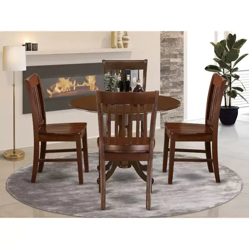 HomeStock Dropleaf Dining Table Set for 4 Oak Kitchen Set