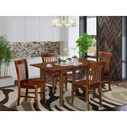 HomeStock Dinette Set Table With Leaf And Dining Chairs Mahogany