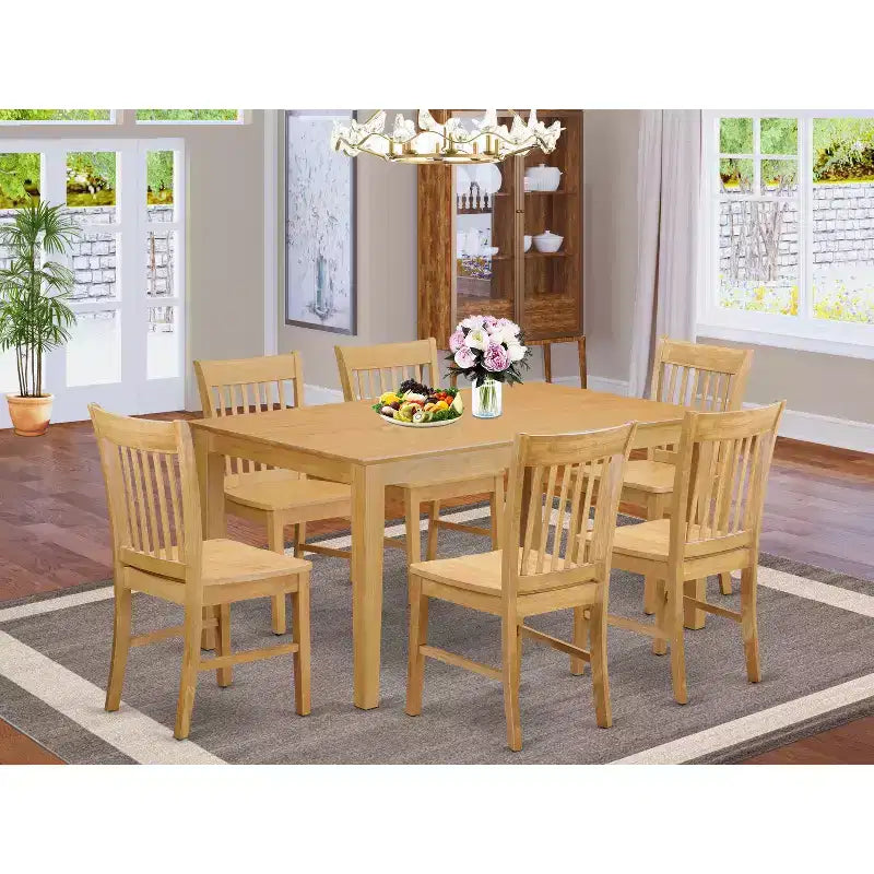 HomeStock Capri Dining Table Set With 6 Chairs Rectangular Style 36x60
