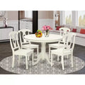 HomeStock HLKE5-LWH-W 5PC Round Linen White Dining Set
