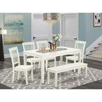 HomeStock 6 Piece Dining Set Modern Linen White