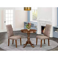 HomeStock Round Dinette Set Dark Fabric Chairs Modern Style