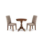 Ensemble de salle à manger rond HomeStock, chaises en tissu foncé, style moderne