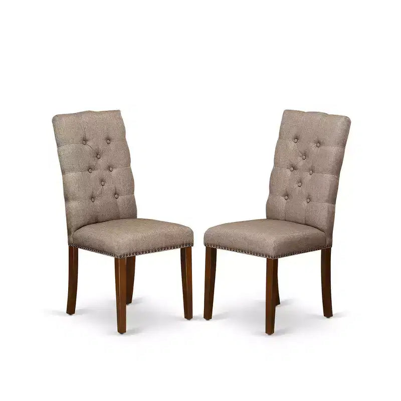 Ensemble de salle à manger rond HomeStock, chaises en tissu foncé, style moderne