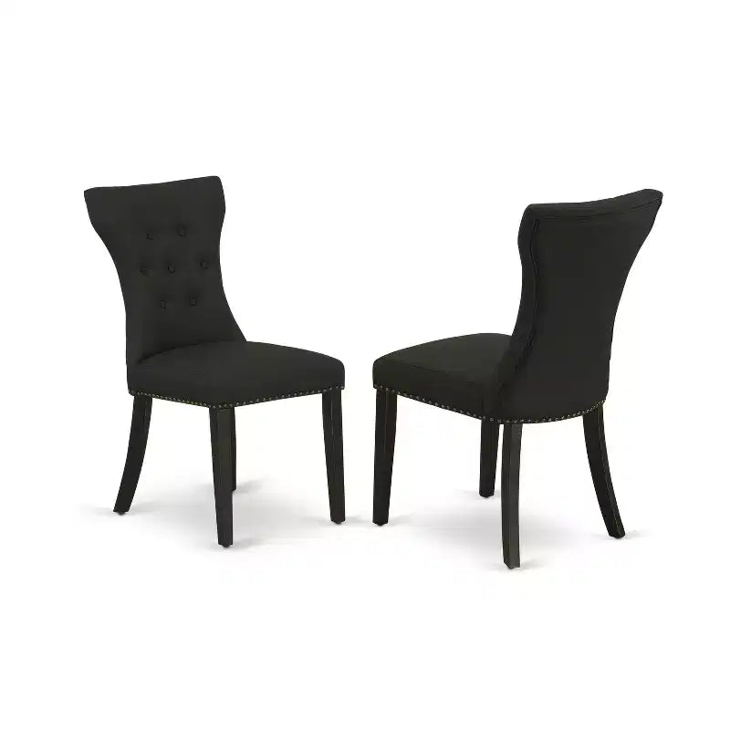 Ensemble de salle à manger rond HomeStock Chaises Parsons en lin, fini noir 36 pouces