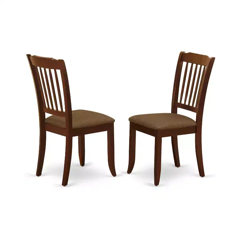 HomeStock Ensemble de 5 pièces de table de cuisine, table à manger ronde en acajou avec chaises en tissu de lin