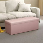 LEDREM 43 Pouf de rangement pliant, Banc de rangement, Banc de bout de lit, Coffre de rangement, Tabouret repose-pieds, Siège rembourré, Supporte jusqu'à 300 kg