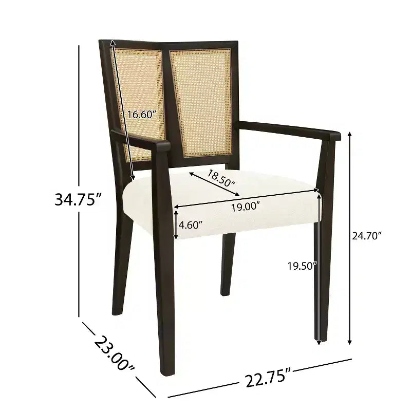 Chaises de salle à manger capitonnées en bois d'hévéa Hana de Christopher Knight Home avec sangles en rotin (lot de 2)