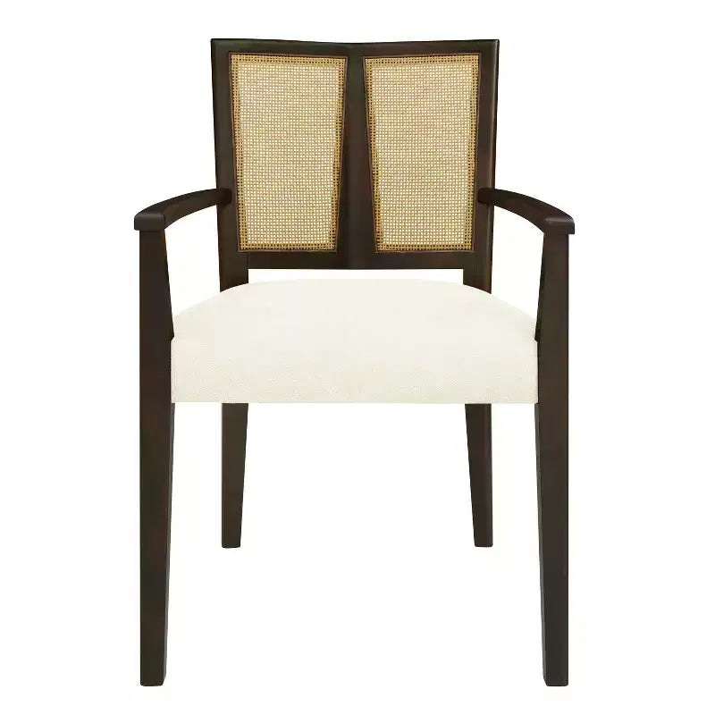 Chaises de salle à manger capitonnées en bois d'hévéa Hana de Christopher Knight Home avec sangles en rotin (lot de 2)