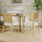 Chaises de salle à manger capitonnées en bois d'hévéa Hana de Christopher Knight Home avec sangles en rotin (lot de 2)