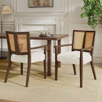 Chaises de salle à manger capitonnées en bois d'hévéa Hana de Christopher Knight Home avec sangles en rotin (lot de 2)