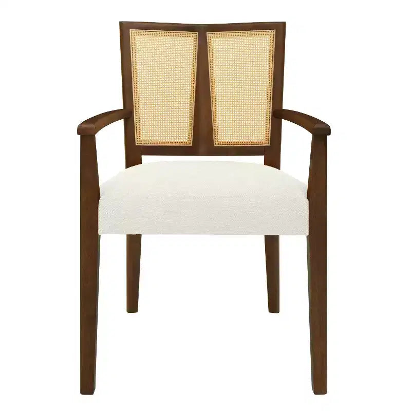 Chaises de salle à manger capitonnées en bois d'hévéa Hana de Christopher Knight Home avec sangles en rotin (lot de 2)