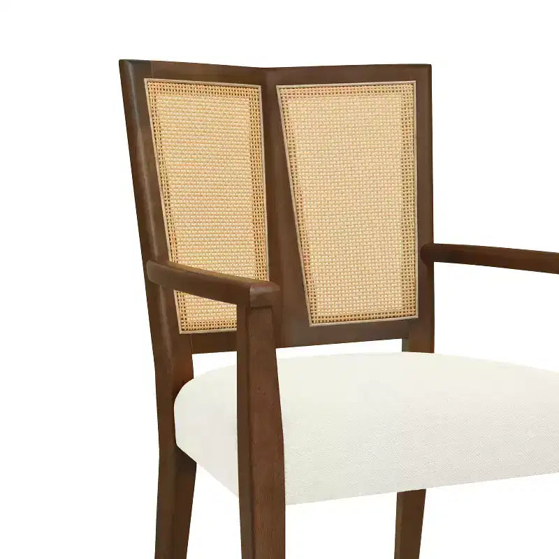 Chaises de salle à manger capitonnées en bois d'hévéa Hana de Christopher Knight Home avec sangles en rotin (lot de 2)