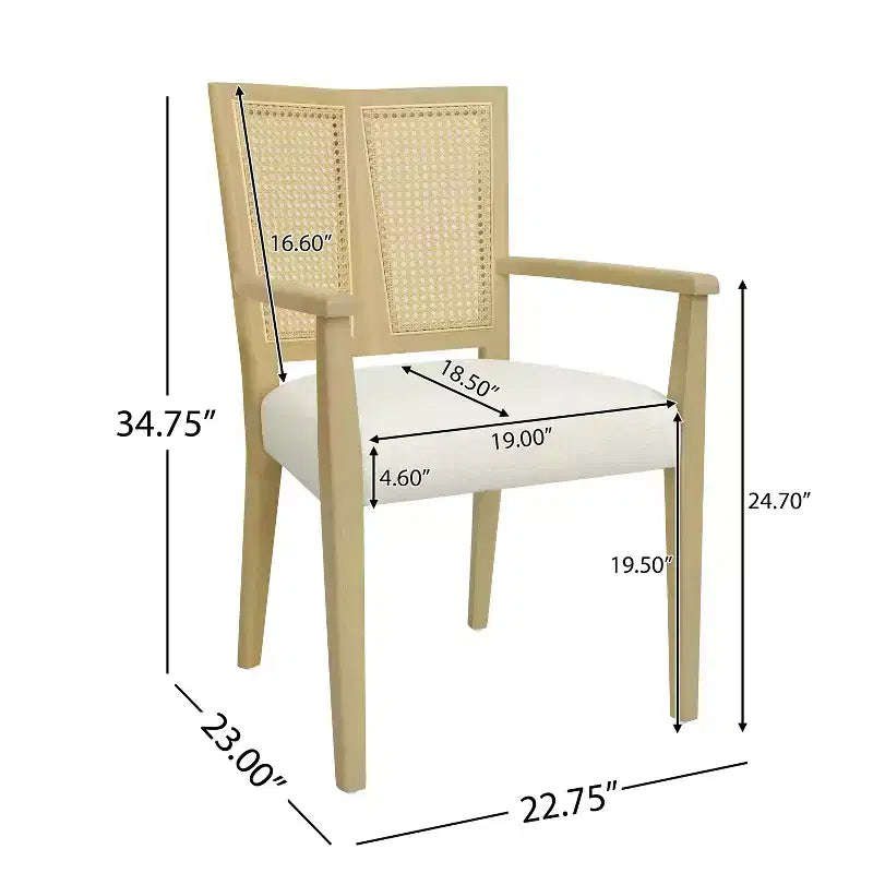 Chaises de salle à manger capitonnées en bois d'hévéa Hana de Christopher Knight Home avec sangles en rotin (lot de 2)