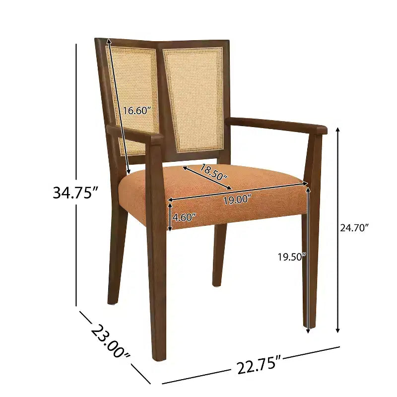 Chaises de salle à manger capitonnées en bois d'hévéa Hana de Christopher Knight Home avec sangles en rotin (lot de 2)