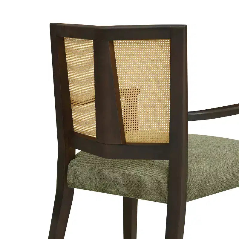 Chaises de salle à manger capitonnées en bois d'hévéa Hana de Christopher Knight Home avec sangles en rotin (lot de 2)