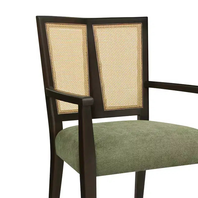 Chaises de salle à manger capitonnées en bois d'hévéa Hana de Christopher Knight Home avec sangles en rotin (lot de 2)