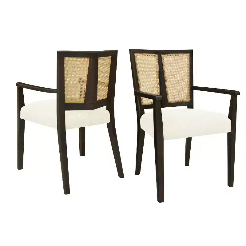 Chaises de salle à manger capitonnées en bois d'hévéa Hana de Christopher Knight Home avec sangles en rotin (lot de 2)