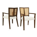 Chaises de salle à manger capitonnées en bois d'hévéa Hana de Christopher Knight Home avec sangles en rotin (lot de 2)