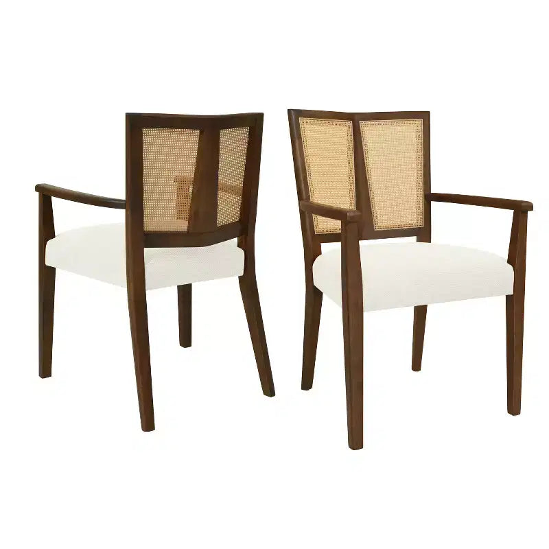 Chaises de salle à manger capitonnées en bois d'hévéa Hana de Christopher Knight Home avec sangles en rotin (lot de 2)