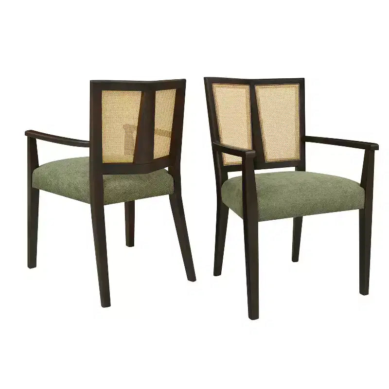 Chaises de salle à manger capitonnées en bois d'hévéa Hana de Christopher Knight Home avec sangles en rotin (lot de 2)