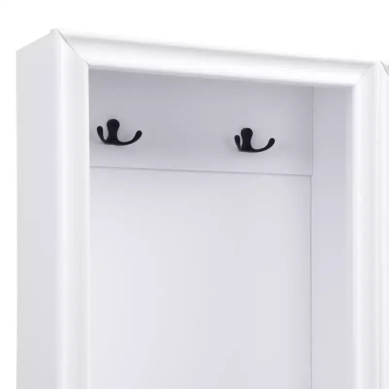 31''L Arbre d'entrée 3-en-1 Porte-manteau Banc de Vestibule Meuble à Chaussures d'entrée avec Crochets, Banc Assise et Tiroirs de Rangement, Lot de 2, Noir/Blanc-ModernLuxe