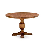 Table de salle à manger ronde HomeStock sur pied, finition noyer antique