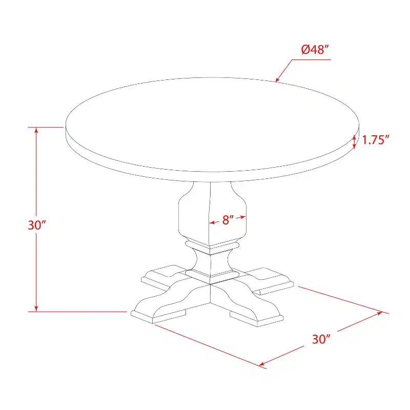 Table de salle à manger ronde HomeStock sur pied, finition noyer antique