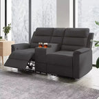 Canapé inclinable Mjkone à deux places avec espace de rangement et porte-gobelets Canapé inclinable en tissu technique avec dossier et repose-pieds réglables