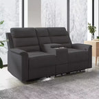 Canapé inclinable Mjkone à deux places avec espace de rangement et porte-gobelets Canapé inclinable en tissu technique avec dossier et repose-pieds réglables
