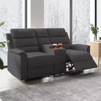 Canapé inclinable Mjkone à deux places avec espace de rangement et porte-gobelets Canapé inclinable en tissu technique avec dossier et repose-pieds réglables