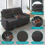 Canapé inclinable Mjkone à deux places avec espace de rangement et porte-gobelets Canapé inclinable en tissu technique avec dossier et repose-pieds réglables
