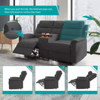 Canapé inclinable Mjkone à deux places avec espace de rangement et porte-gobelets Canapé inclinable en tissu technique avec dossier et repose-pieds réglables