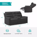 Canapé inclinable Mjkone à deux places avec espace de rangement et porte-gobelets Canapé inclinable en tissu technique avec dossier et repose-pieds réglables