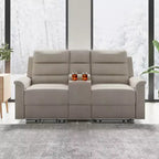 Canapé inclinable Mjkone à deux places avec espace de rangement et porte-gobelets Canapé inclinable en tissu technique avec dossier et repose-pieds réglables
