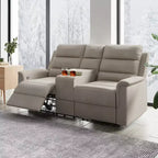 Canapé inclinable Mjkone à deux places avec espace de rangement et porte-gobelets Canapé inclinable en tissu technique avec dossier et repose-pieds réglables
